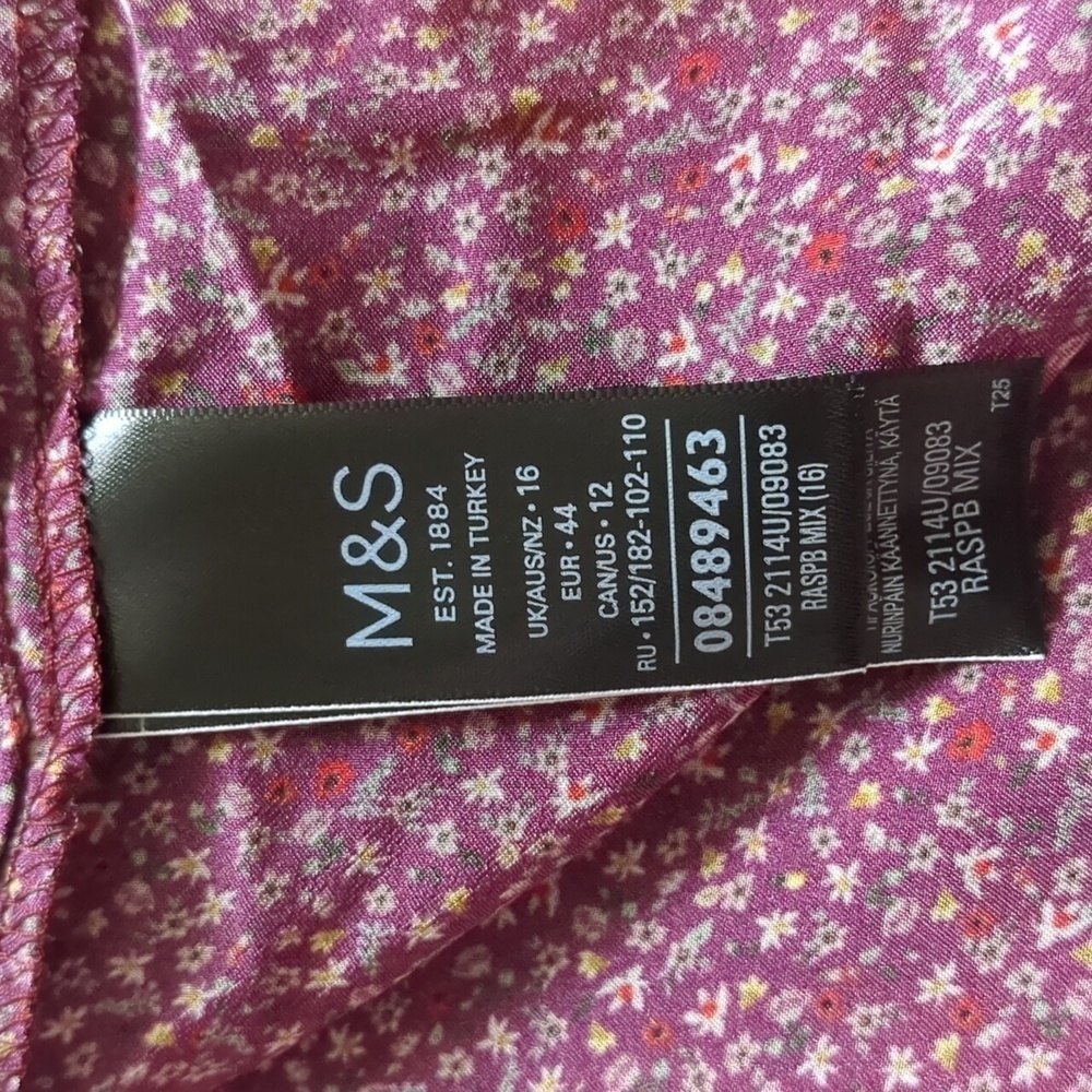 Per Una M&S Collection Raspberry Mix Long Sleeve Button Front Blouse size 12 - Picture 4 of 6